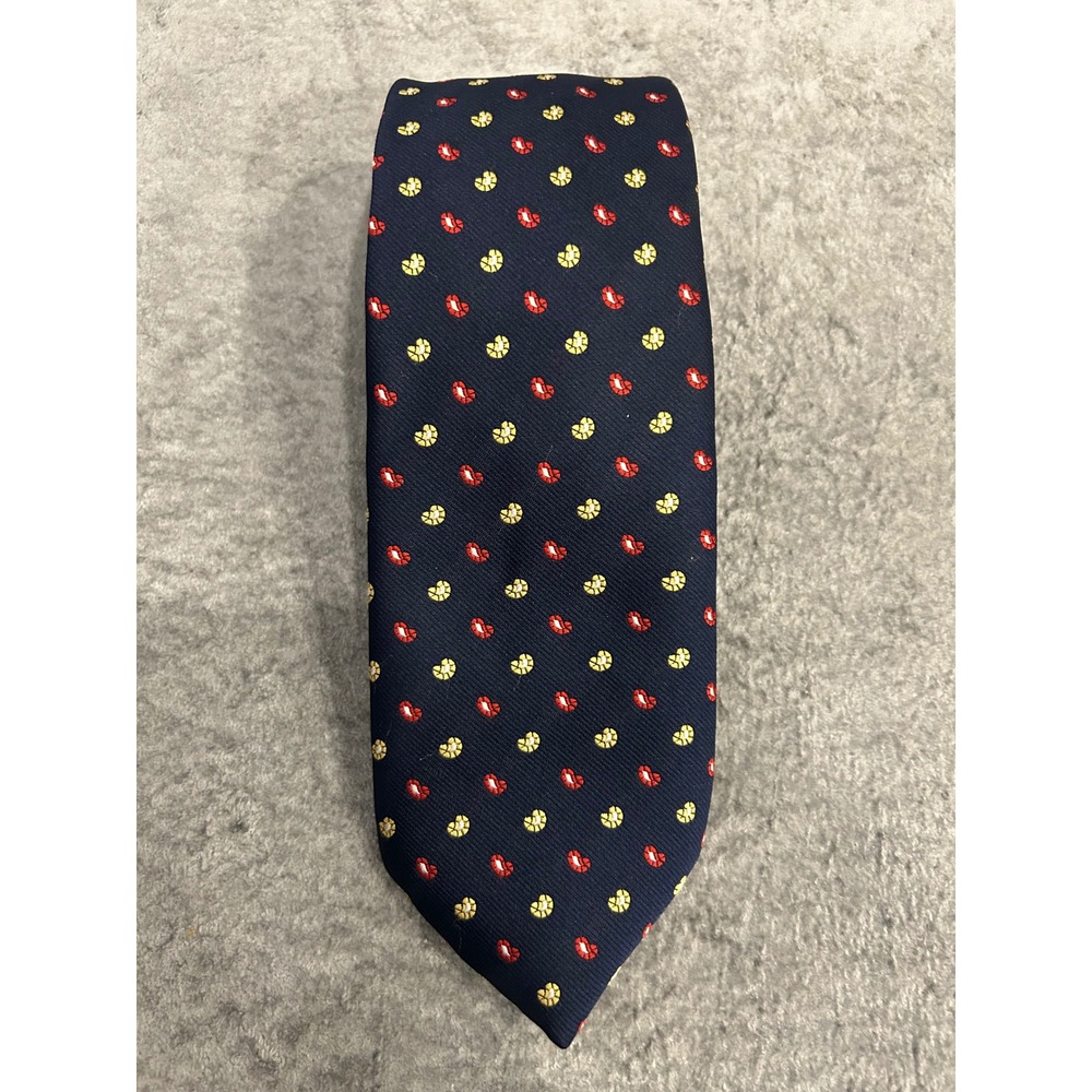 Pride of England Vintage Steven Windsor Silk Necktie Navy Blue Red Yellow.